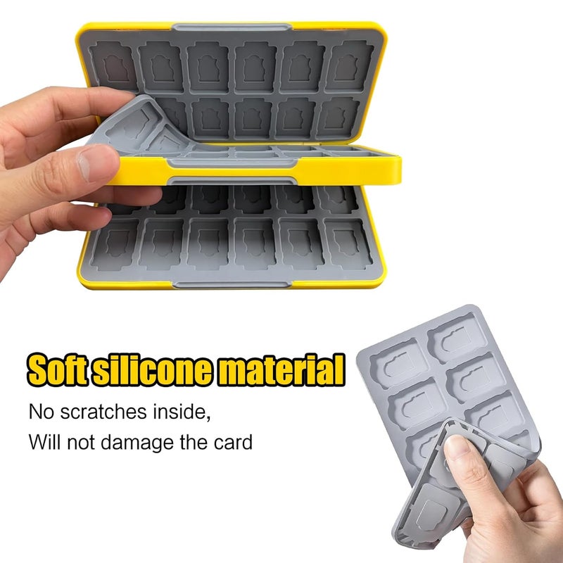 doepeBAE Switch Game Card Case Compatible with Nintendo Switch,Game Card Storage Holder,New Portable Thin Card Protection Case with 48 Game Card Slots and 48 TF Card Slots (P Yellow) - Image 2